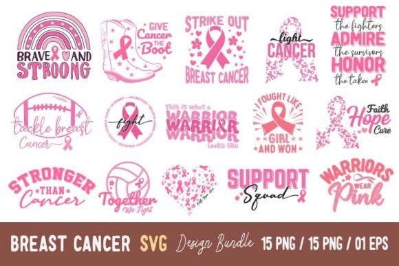 Breast Cancer SVG PNG Design Bundle