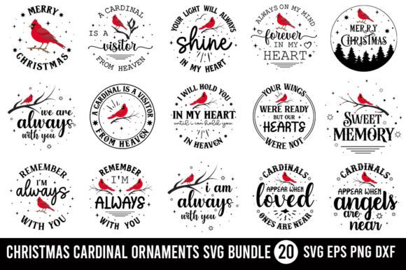 Christmas Cardinal Ornaments SVG Bundle