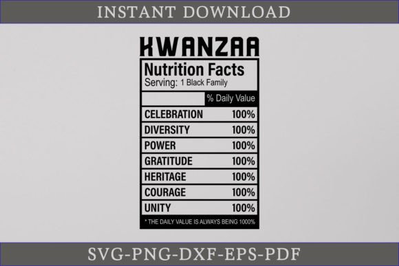 Kwanzaa Nutrition Facts SVG